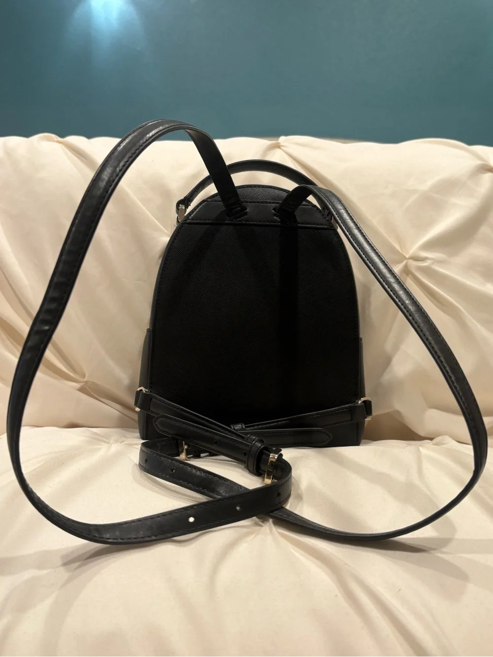Kate Spade New York Schuyler Black PVC Saffiano Leather Mini Backpack EUC